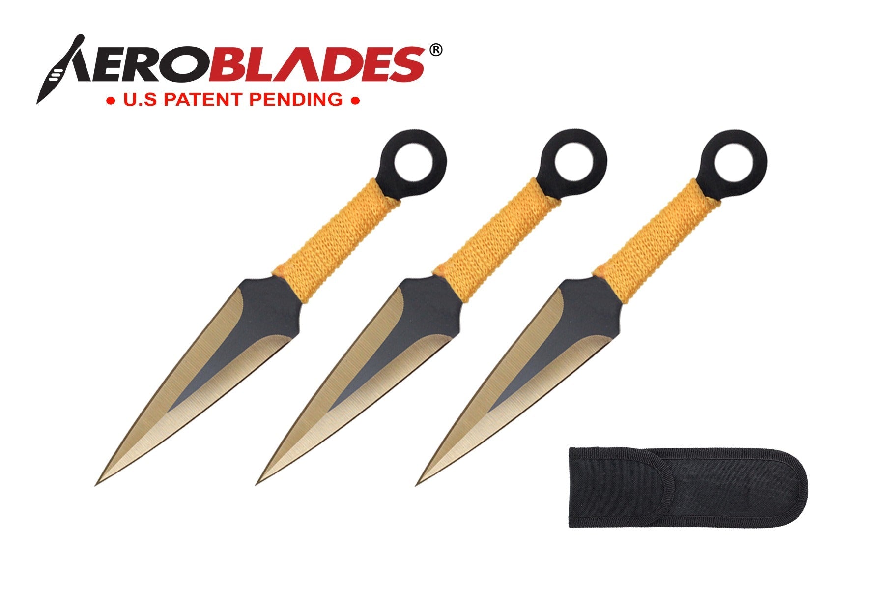 6.75-inch 3pc Set Gold   Black Blade Thrower