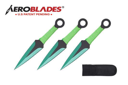 6.75-inch 3pc Set Green   Black Blade Thrower