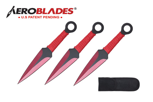 6.75-inch 3pc Set Red   Black Blade Thrower