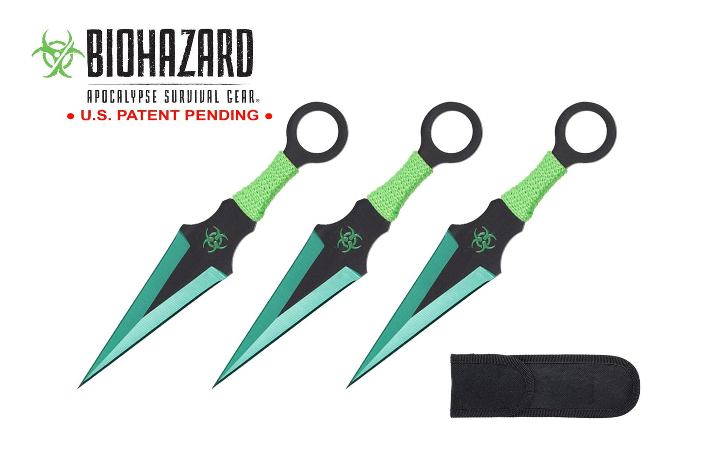 6.5-inch 3pc Set Green   Black Blade Thrower