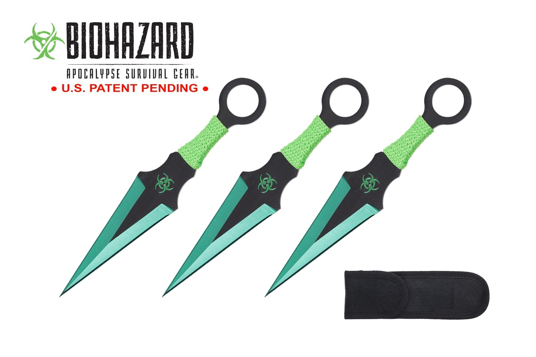 6.5-inch 3pc Set Green   Black Blade Thrower