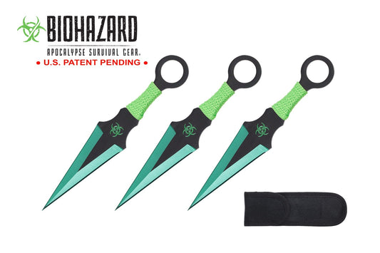 6.5-inch 3pc Set Green   Black Blade Thrower