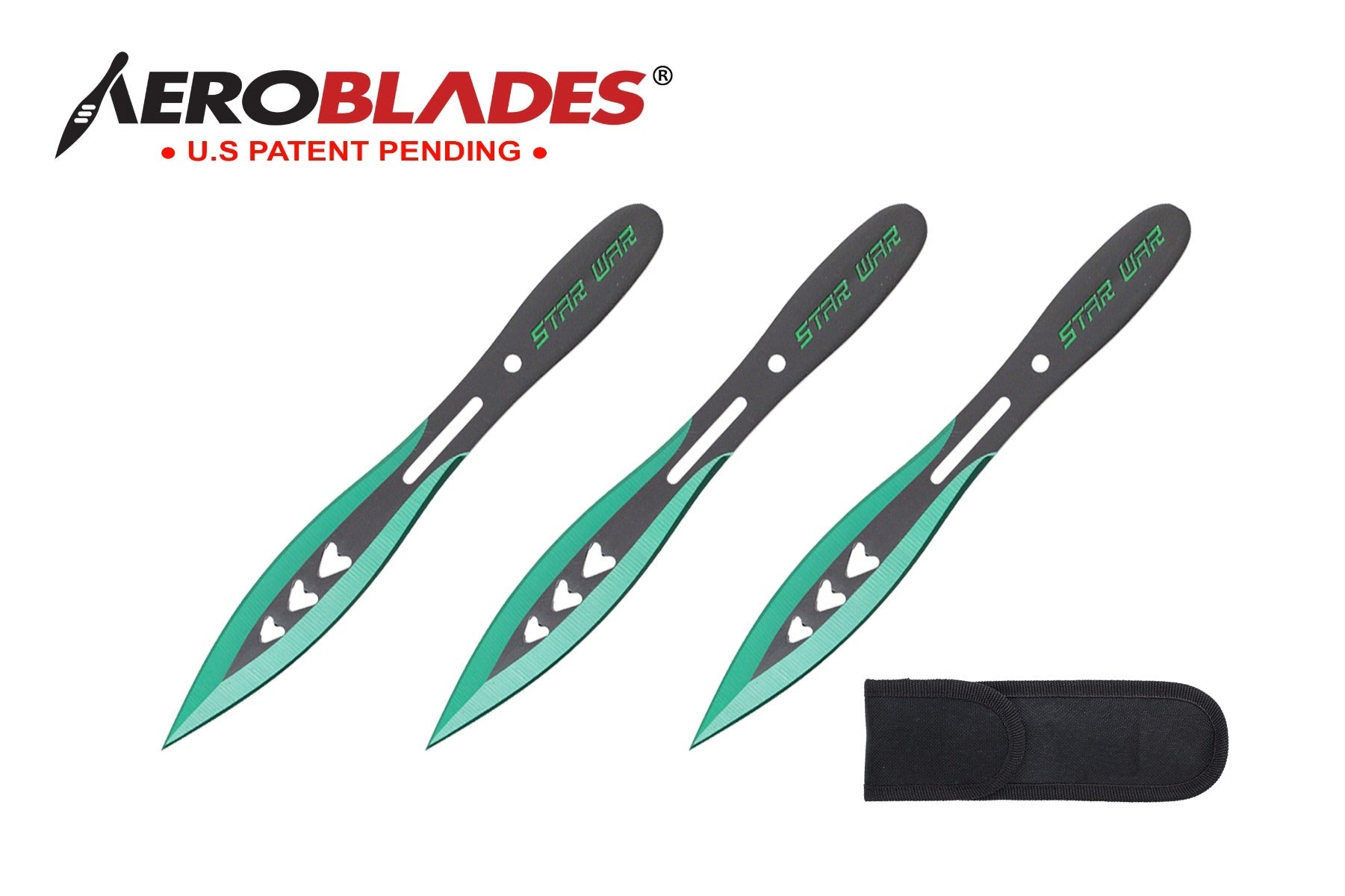 6.75-inch 3pc Set Green   Black Blade Thrower