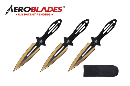 6.5-inch 3pc Set Gold   Black Blade Thrower