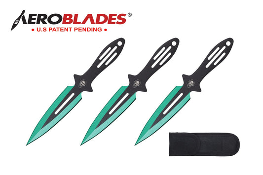 6.5-inch 3pc Set Green   Black Blade Thrower