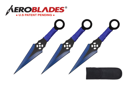 6.5-inch 3pc Set Blue   Black Blade Thrower