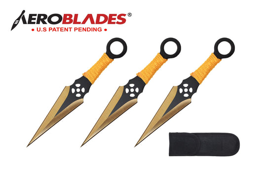 6.5-inch 3pc Set Gold   Black Blade Thrower