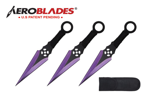 6.5-inch 3pc Set Purple   Black Blade Thrower