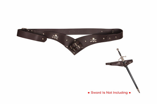 BROWN Skulls Sword Belt ARTIFICIAL LEATHER