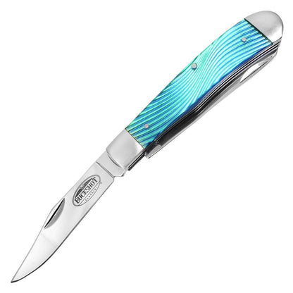 Buckshot 7.5" 2-Blade Reflective Blue Trapper Pocket Knife