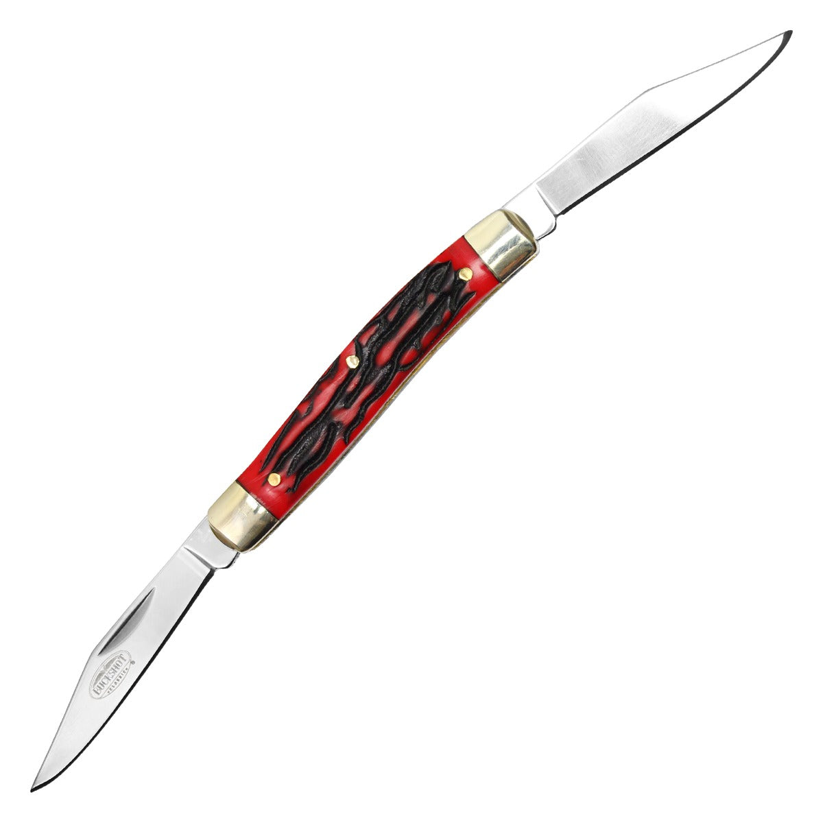 Buckshot 6.75" 2-Blade Red Stag Canoe Pocket Knife