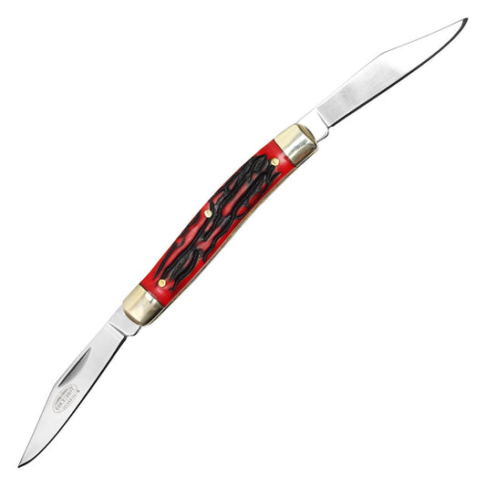 Buckshot 6.75" 2-Blade Red Stag Canoe Pocket Knife