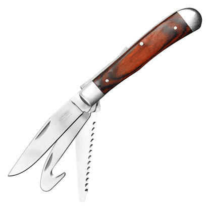 Buckshot 7.25" 3-Blade Wood Trapper Pocket Knife