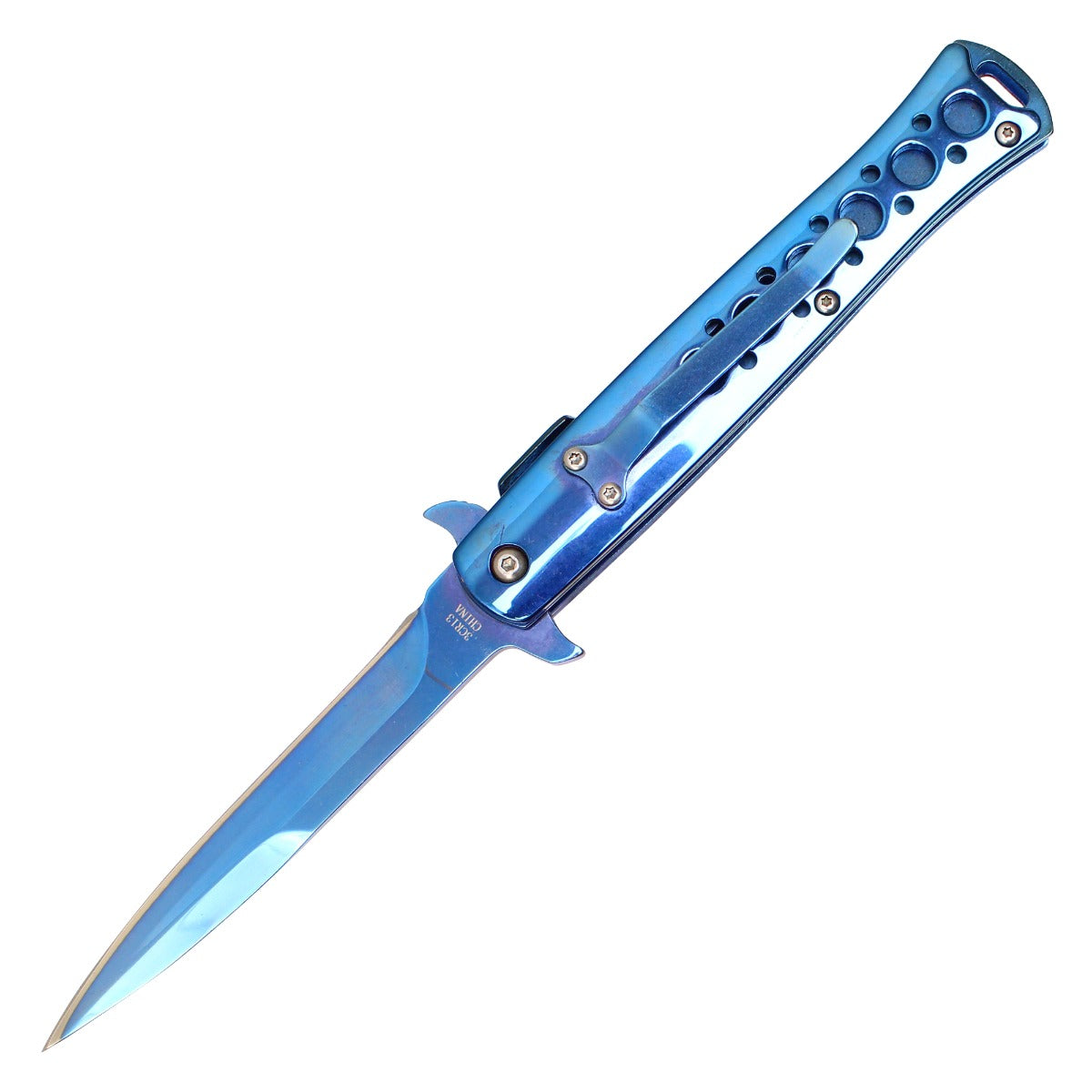 9" Blue Stiletto Pocket Knife