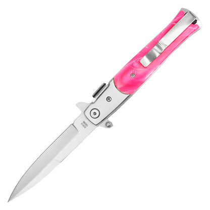 9" Stiletto Pink Pocket Knife