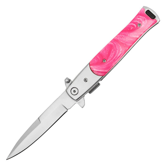 9" Stiletto Pink Pocket Knife