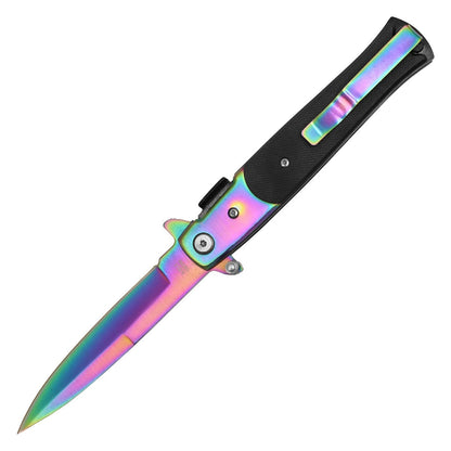 9" Rainbow Stiletto Pocket Knife