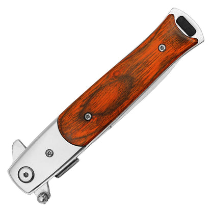 9" Wood Stiletto Pocket Knife