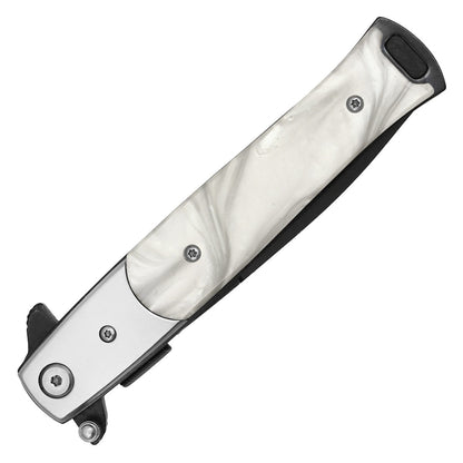 9" Black & White Stiletto Pocket Knife