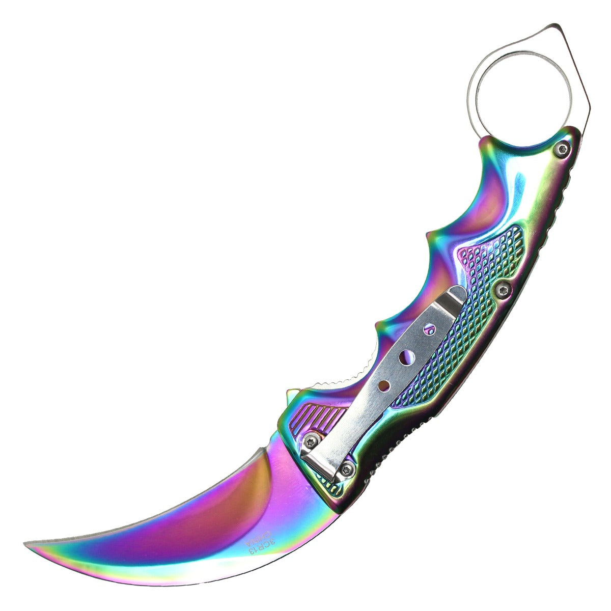 8.5" Rainbow Pocket Karambit