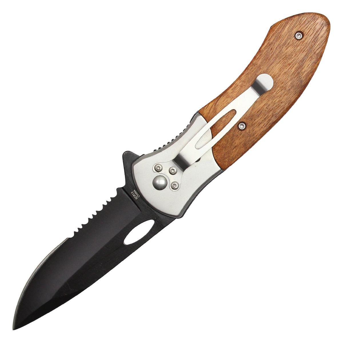 8" Brown Wood Pocket Knife