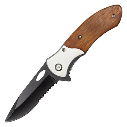 8" Brown Wood Pocket Knife