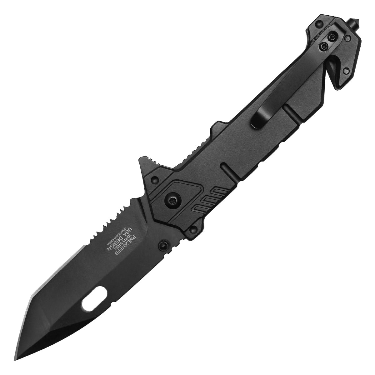 8" Black Fire Crest Pocket Knife