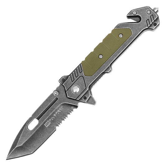 8" Stonewashed Pocket Knife -  Milspec Tactical