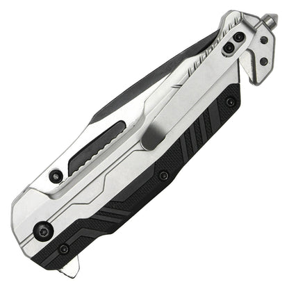 8.25" Milspec Black & Silver Pocket Knife