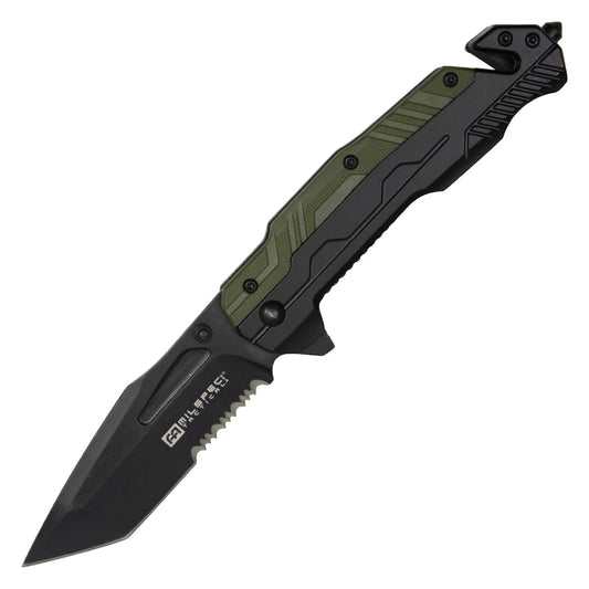 8.25" Milspec Green & Black Pocket Knife