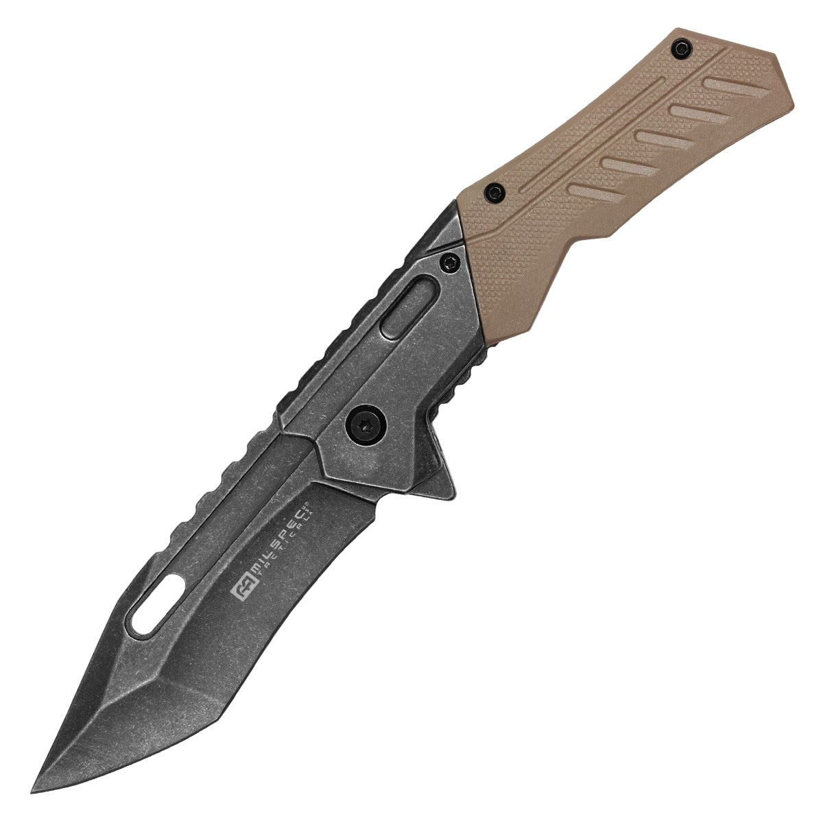 Milspec - 8.25" Stonewashed Desert | Spring Assisted Pocket Knife