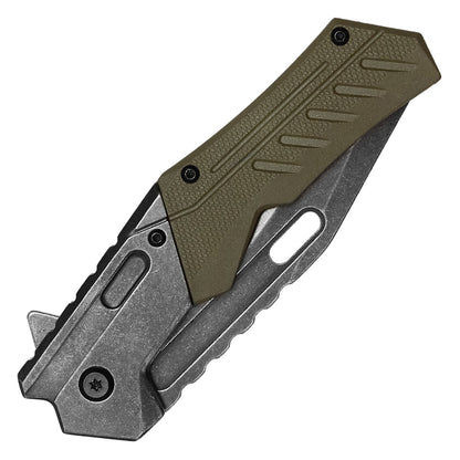 Milspec - 8.25" Stonewashed Green | Spring Assisted Pocket Knife