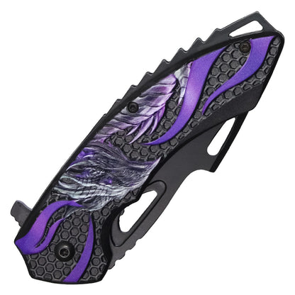 7.75" Purple Dragon Pocket Knife