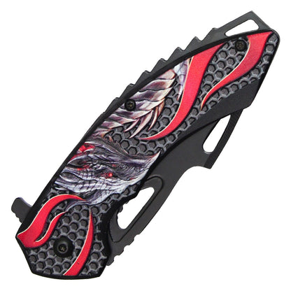 7.75" Red Dragon Pocket Knife