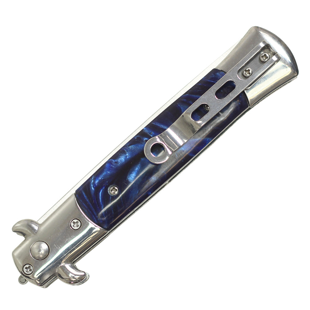 9" Automatic Switchblade w/ Safety (Blue)