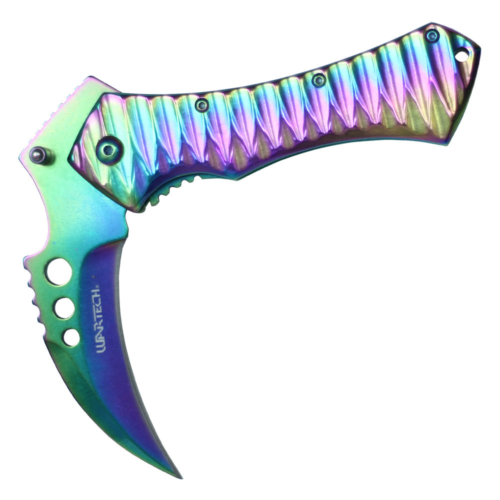 5 1/2" WARTECH SCYTHE FOLDING RAINBOW POCKET KNIFE