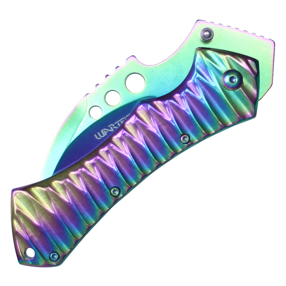 5 1/2" WARTECH SCYTHE FOLDING RAINBOW POCKET KNIFE