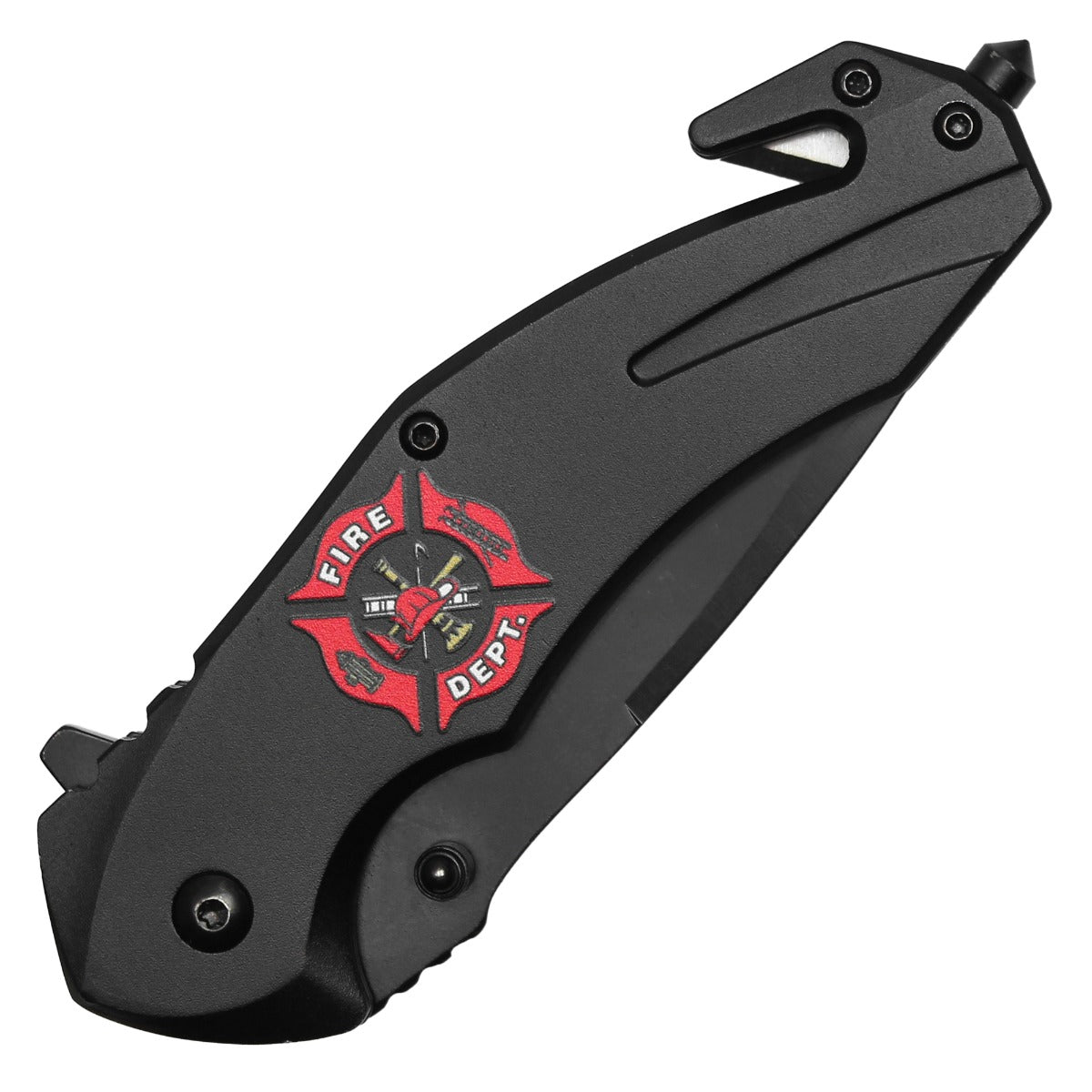 7.5" Black Fire Crest Pocket Knife