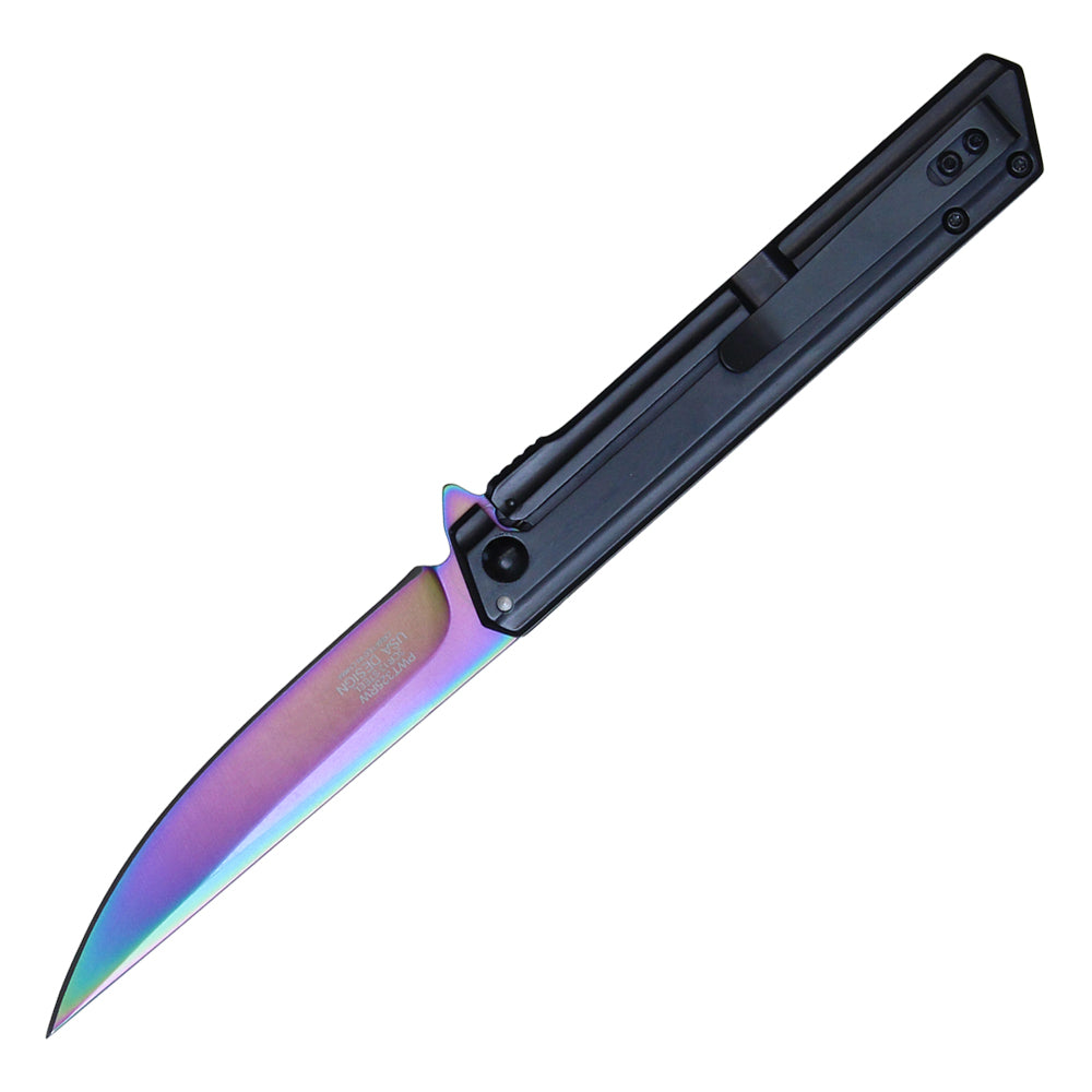 8-1/2" Drop point pocket knife (Rainbow)