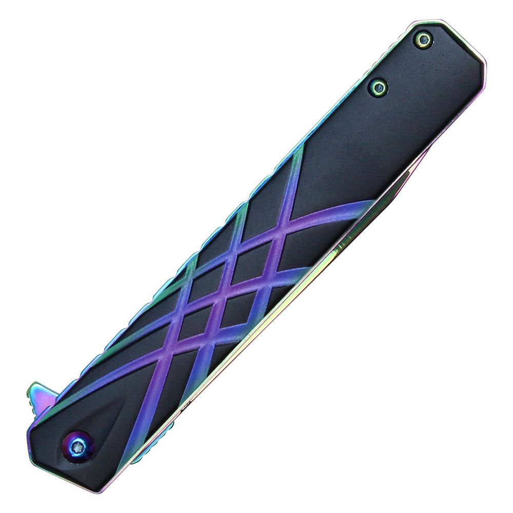 9-1/8" Tanto pocket knife (Rainbow)