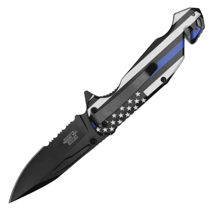 Wartech - 8.25" Thin Blue Line | Spring Assisted Pocket Knife