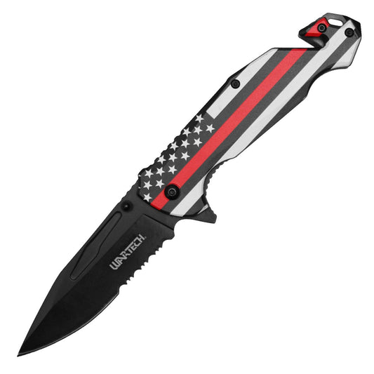 Wartech - 8.25" Thin Red Line | Spring Assisted Pocket Knife