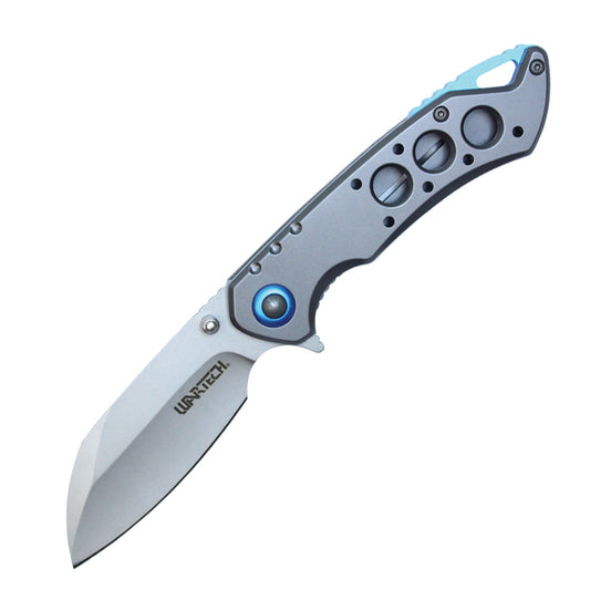 8" Spring Assisted Pocket Knife w/ Holes (Gray)