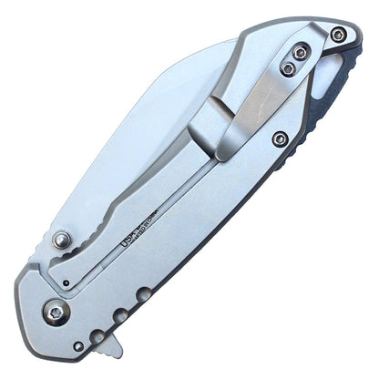 8" Spring Assisted Pocket Knife w/ Holes (Silver)
