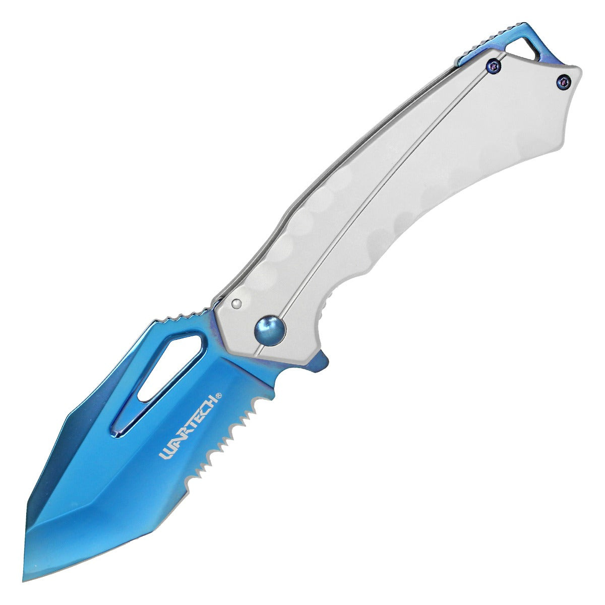 7.5" Blue & SIlver Pocket Knife