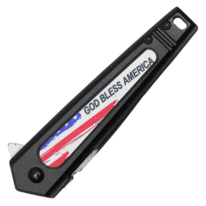 7.5" Black "God Bless America" Pocket Knife