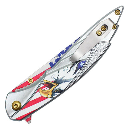 8" Silver USA Pocket Knife