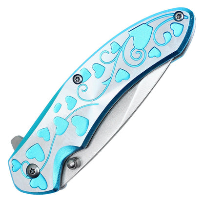 7" Blue Hearts Pocket Knife