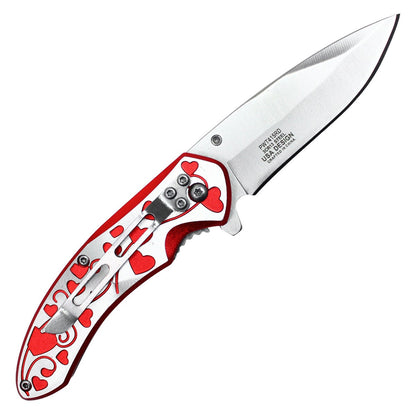 7" Red Hearts Pocket Knife