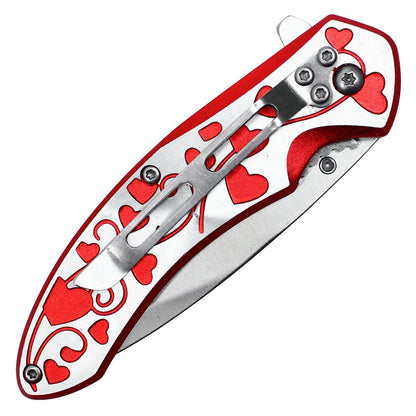 7" Red Hearts Pocket Knife